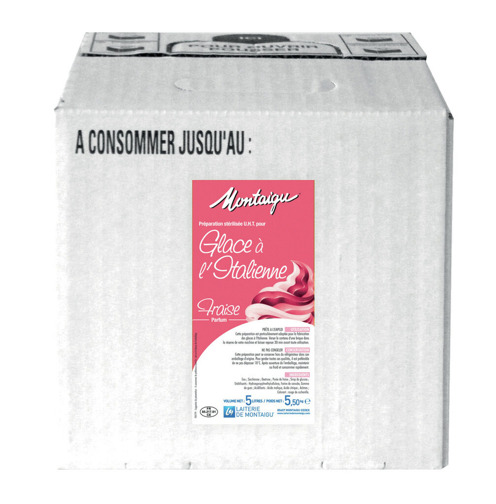 Préparation UHT pour glace à l'italienne saveur fraise