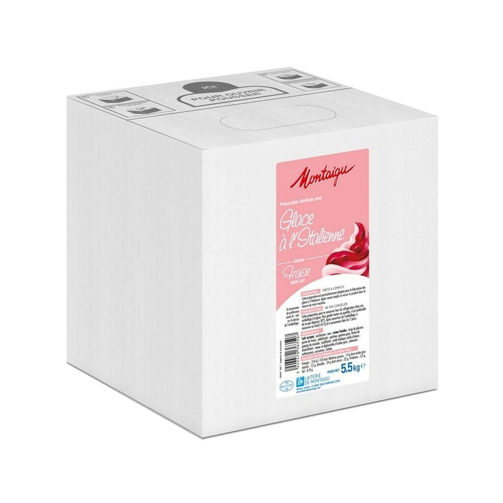 Préparation UHT pour glace à l'italienne saveur fraise lait