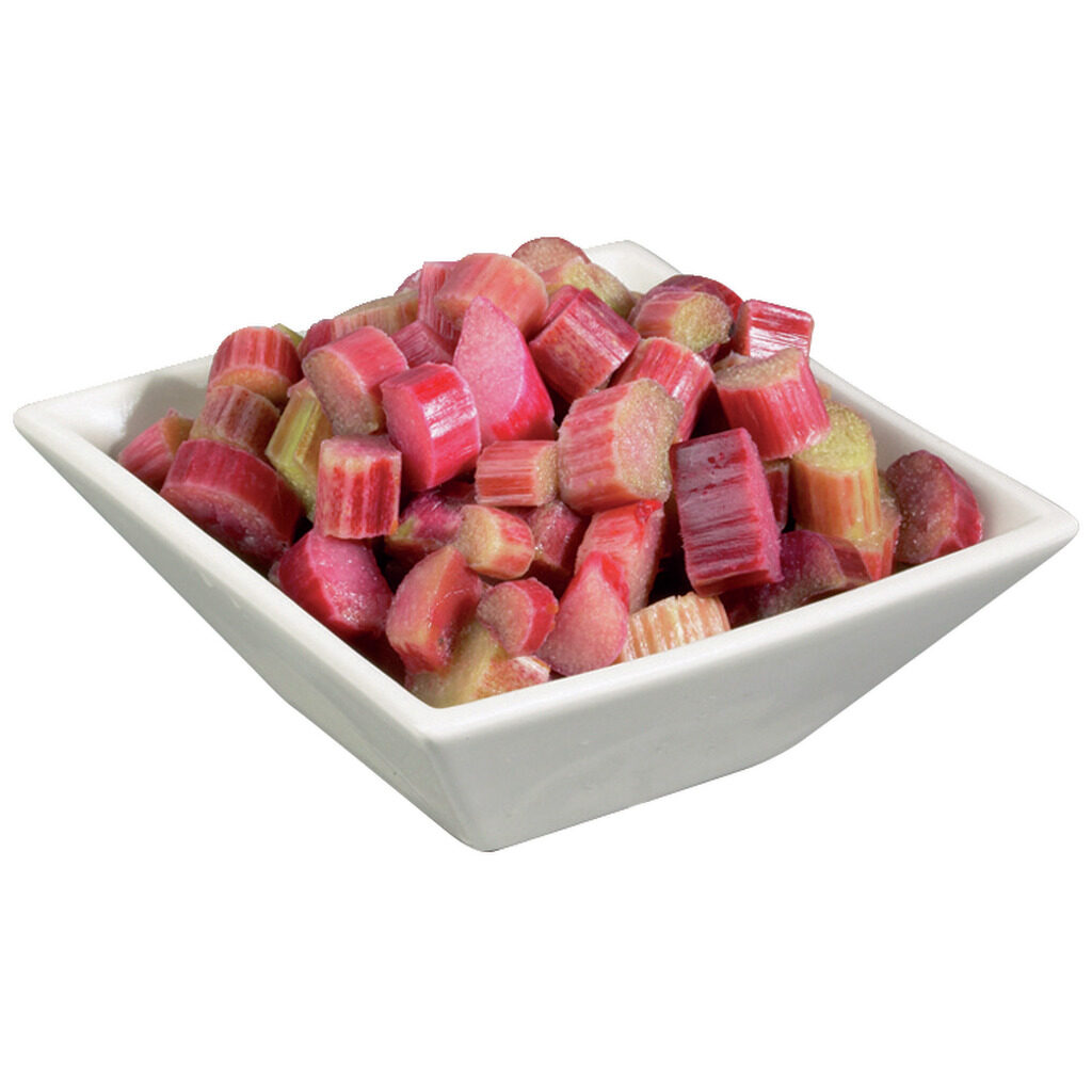 Rhubarbes rouges coupées
