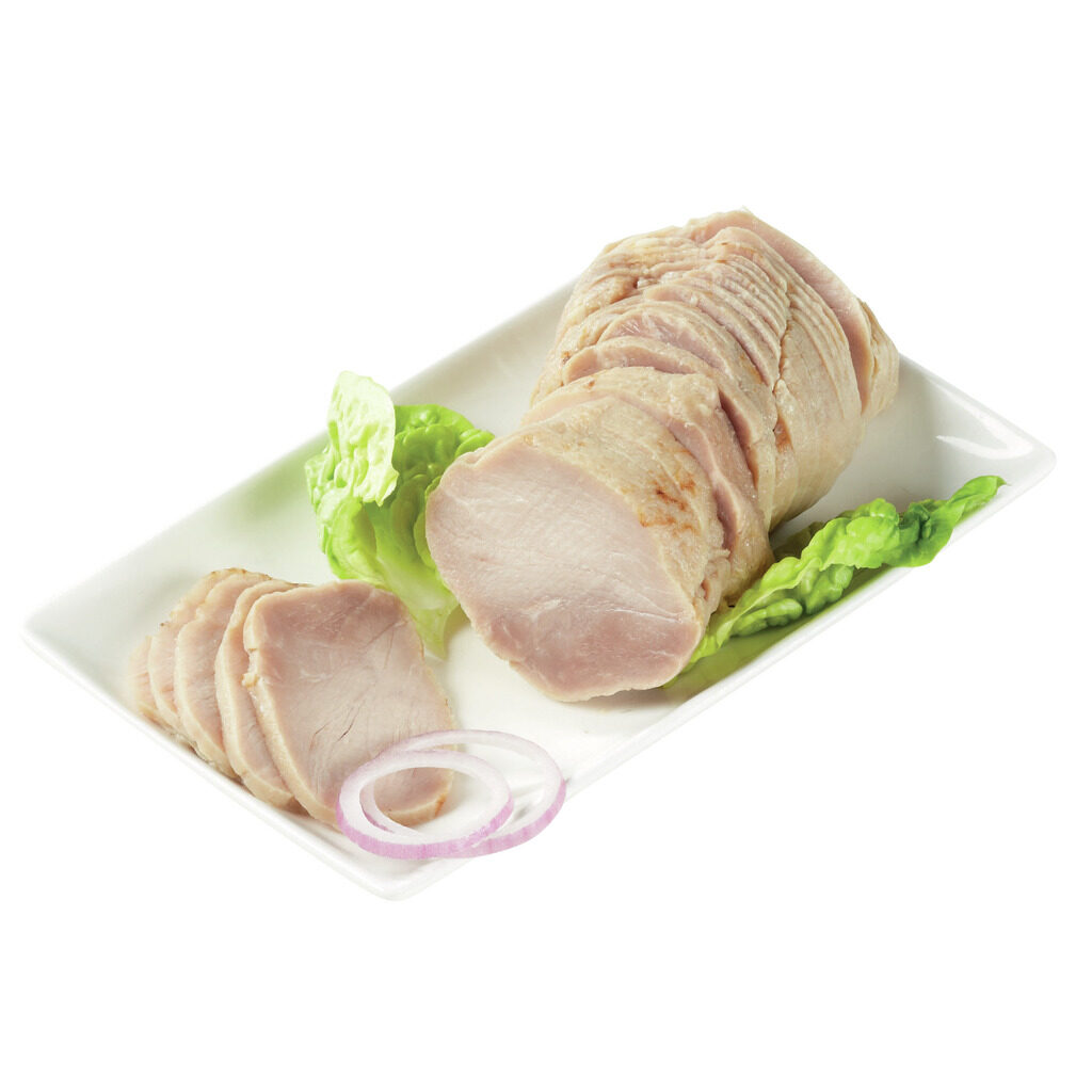 Rôti de porc assaisonné tranché