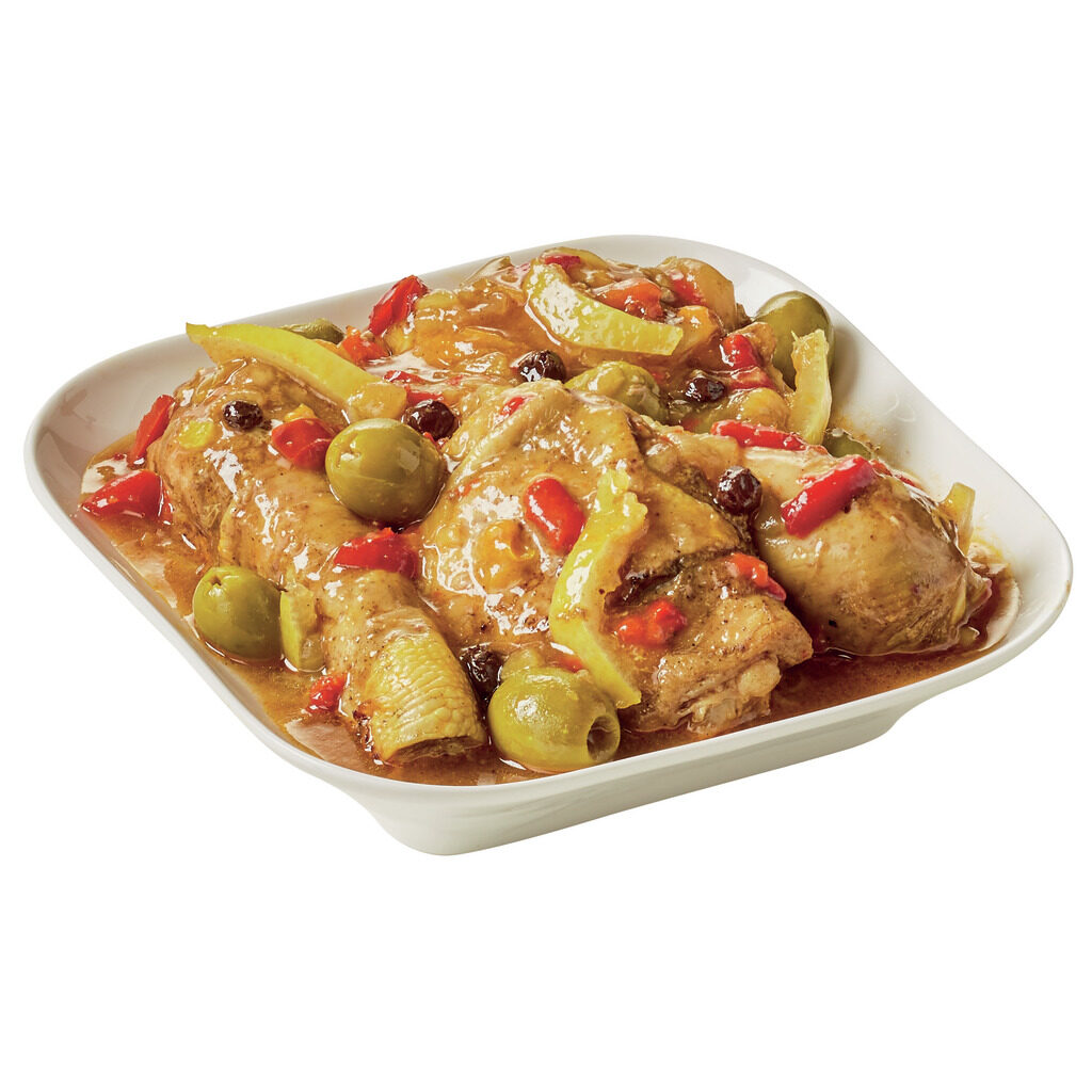 Tajine de poulet citronné aux olives et poivrons