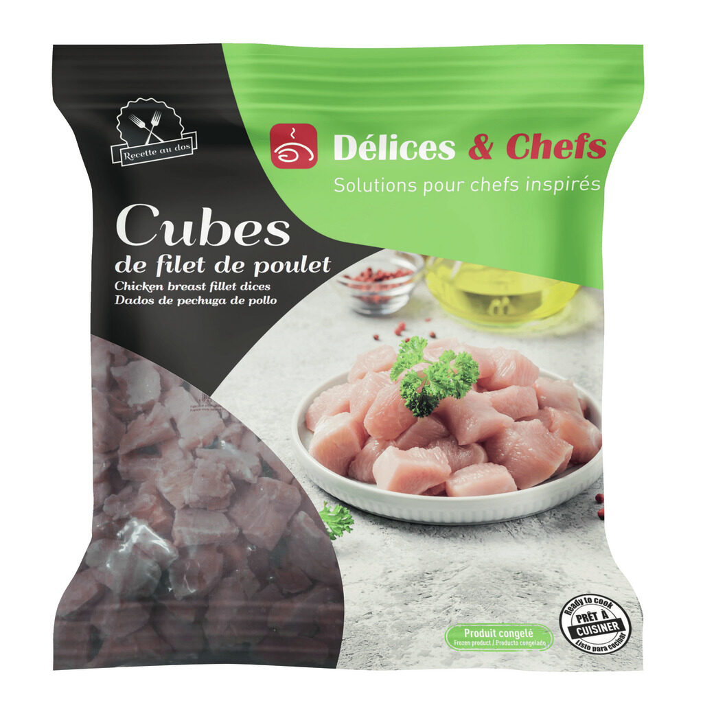Cubes de filet de poulet cru