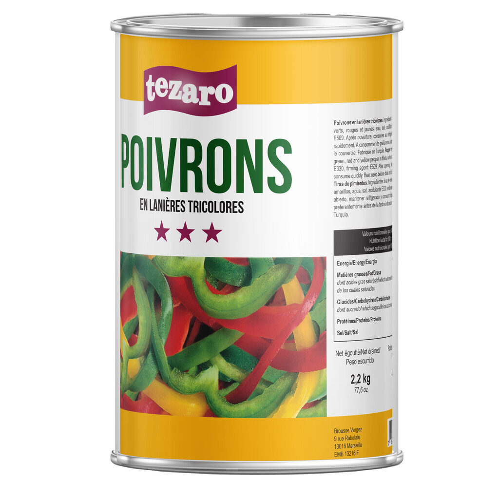 Poivrons lanières tricolores