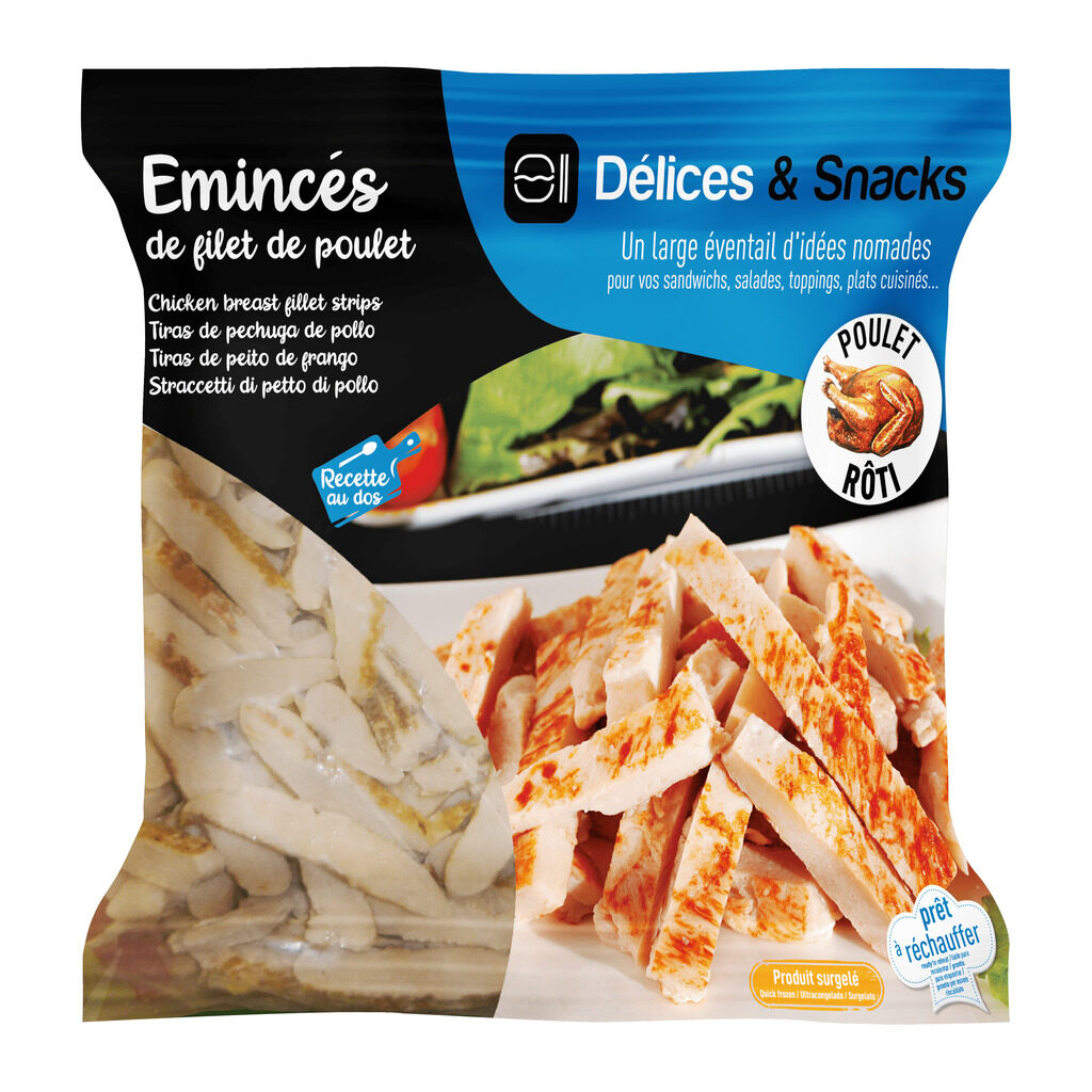 Emincés de filet de poulet cuit rôti