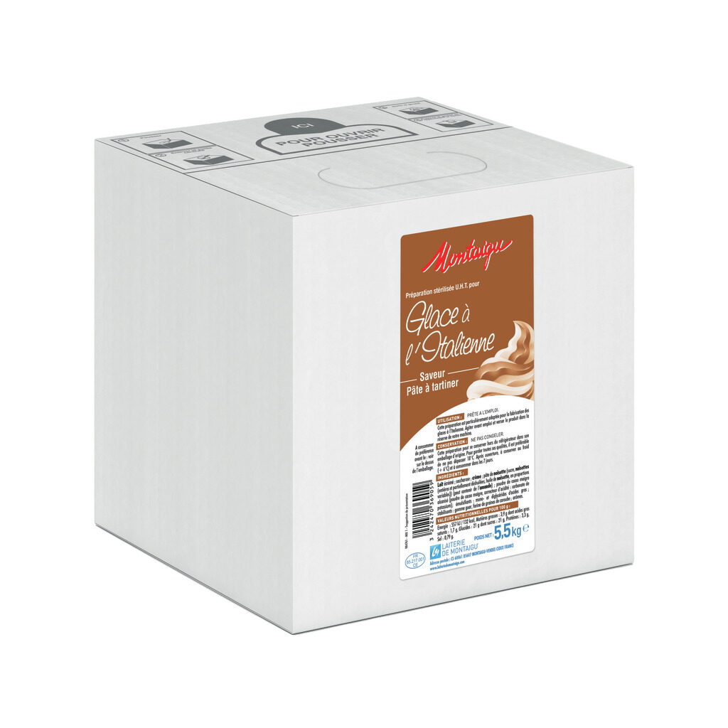 Préparation UHT pour glace à l'italienne saveur pâte à tartiner