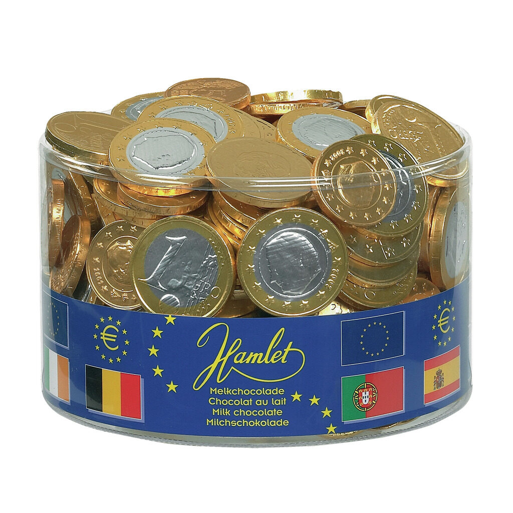 Pièces € en chocolat sous alu