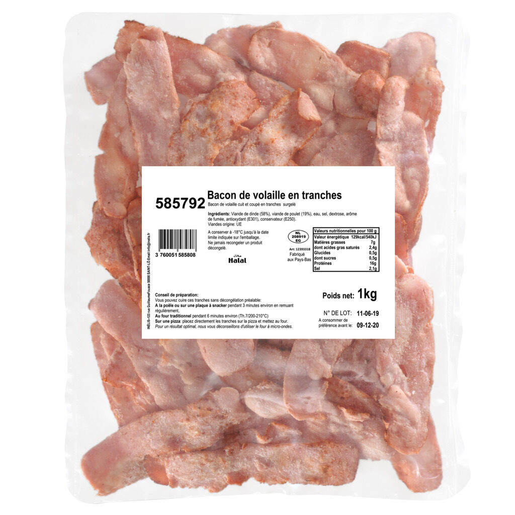 Bacon de volaille tranché