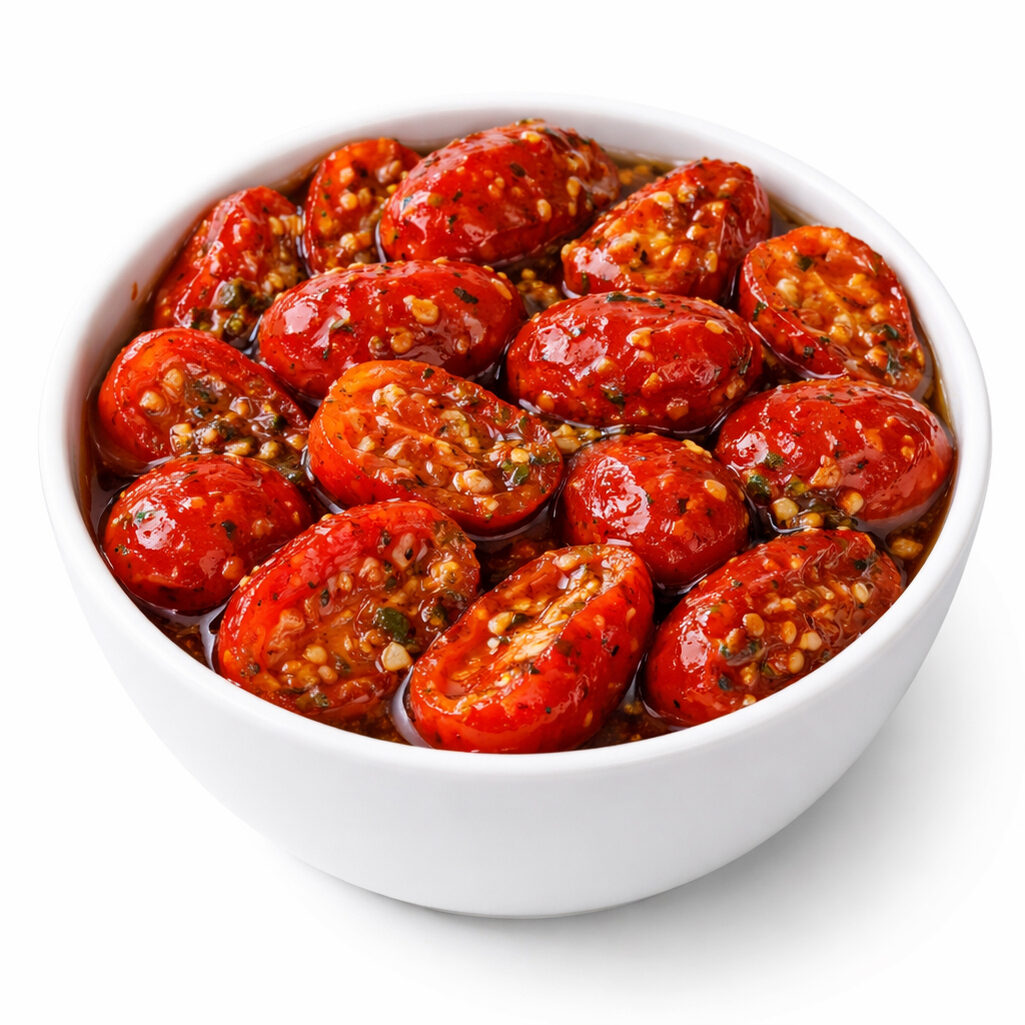 Tomates cerises confites marinées