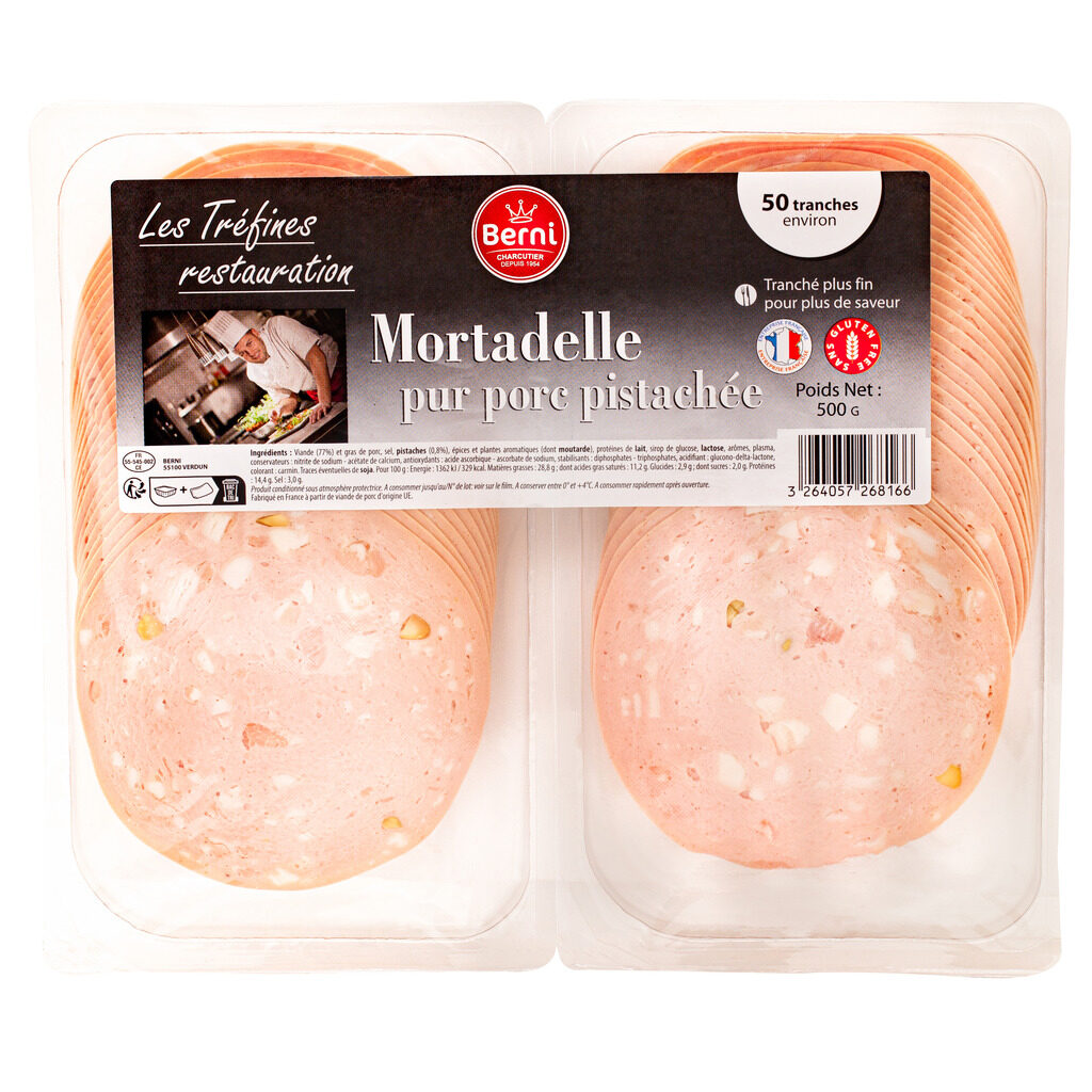 Mortadelle pur porc pistachée tranchée
