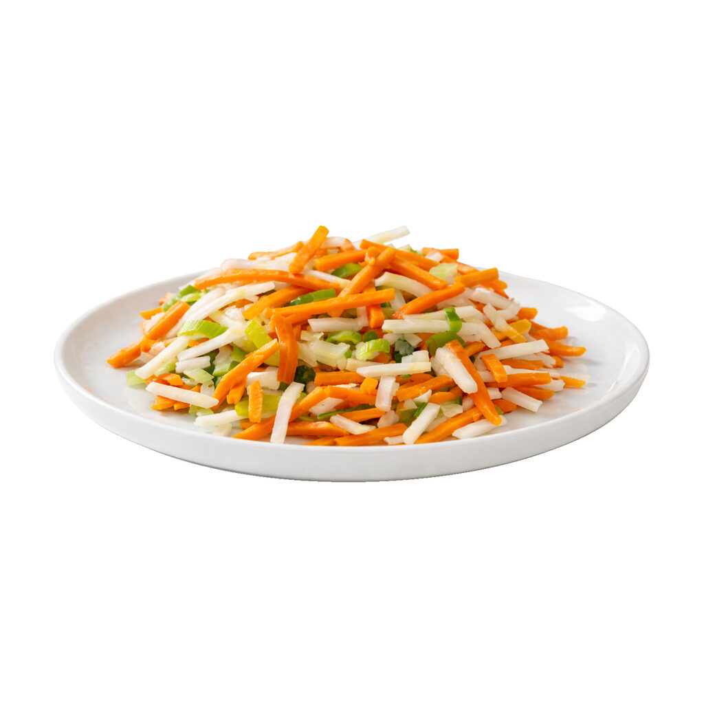 Julienne de légumes avec poireaux