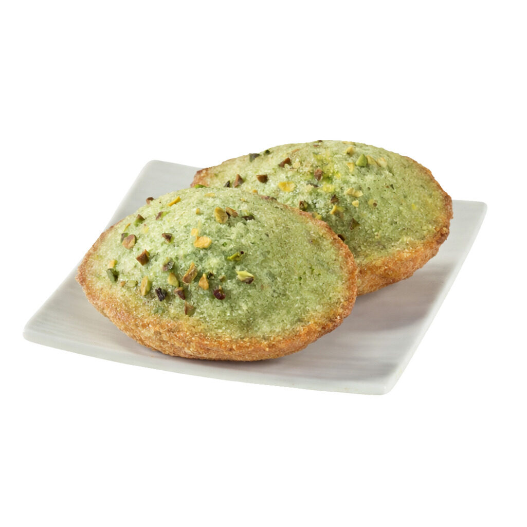 Madeleine pistache cœur choco/noisette