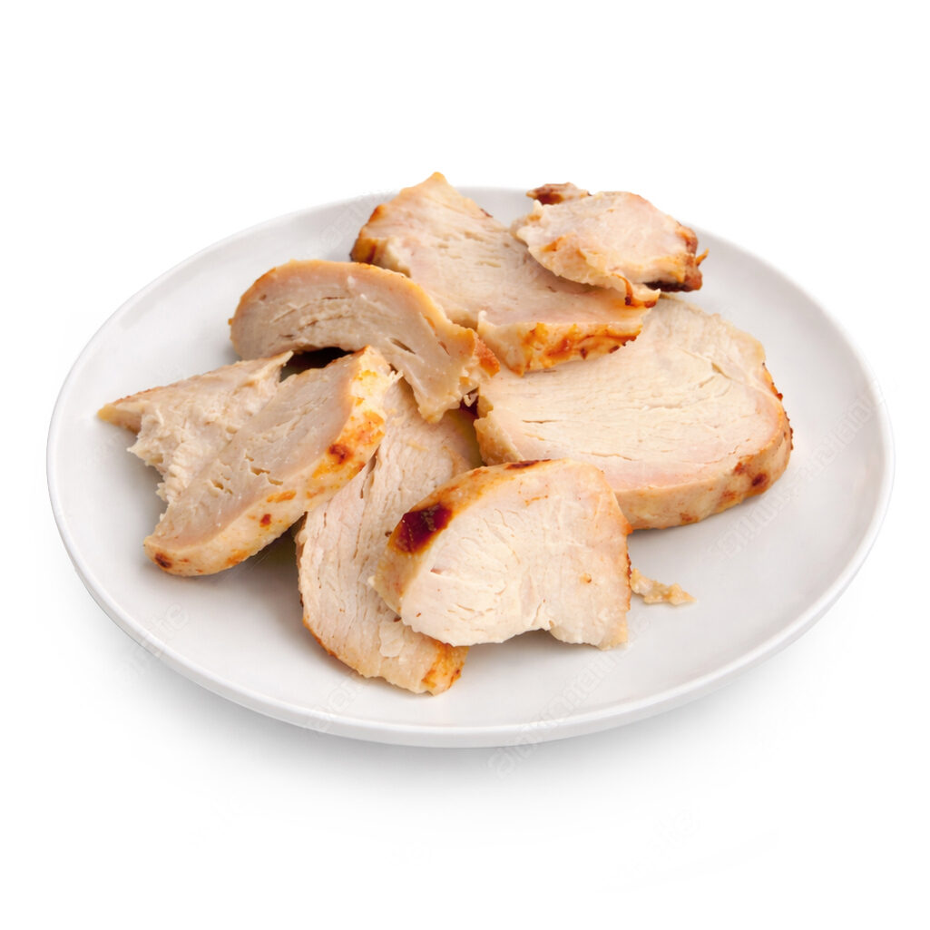 Tranchettes de filet de poulet cuit rôti