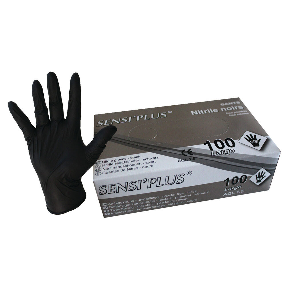 Gants noirs nitrile non poudrés