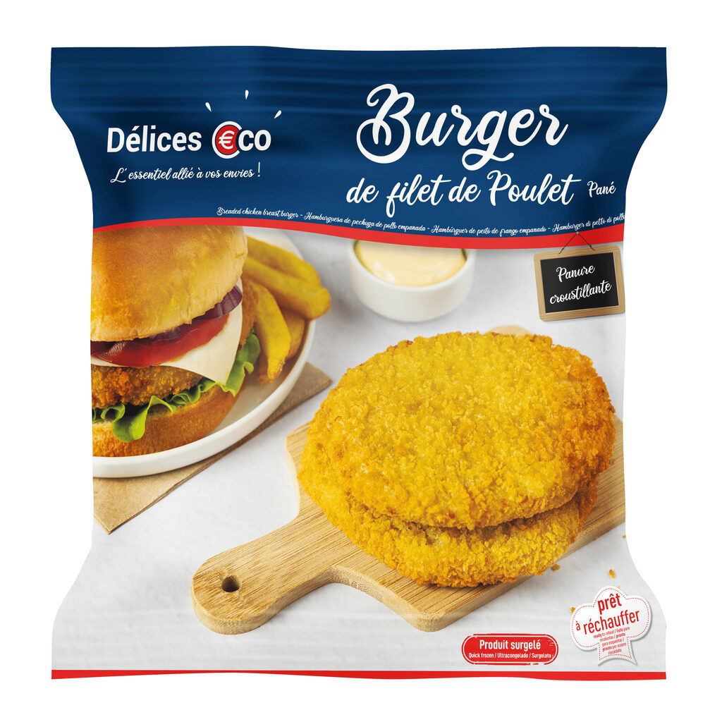 Burger de poulet cuit pané