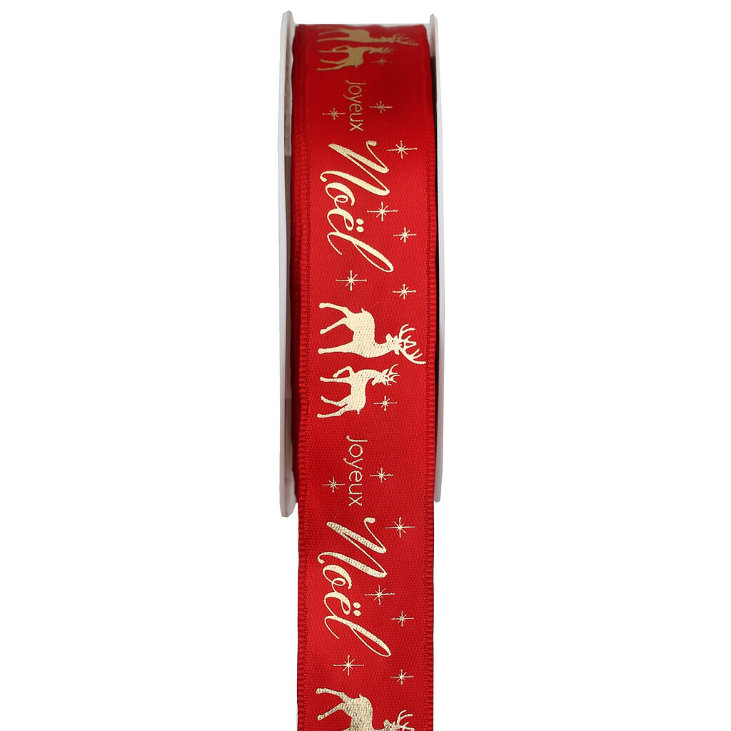 Ruban motif cerfs "Joyeux Noël"